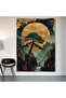 Oil Painting Tree and Sun Wall Cloth Wall Tapestry First Quality Satin Fabric Poster - 2
