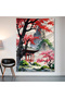 Japanese Tree Wall Drape Wall Tapestry First Quality Satin Fabric Poster - 2