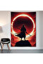 Solar Eclipse and Samurai Wall Cloth Wall Tapestry First Quality Satin Fabric Poster - 2