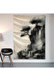 Surrealist Design Wall Cloth Wall Tapestry First Quality Satin Fabric Poster - 2