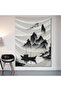 Japanese Mount and Boat Wall Drape Wall Tapestry First Quality Satin Fabric Poster - 2