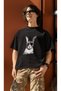 Rabbit Printed Men's Crew Neck Cotton Oversize Short Sleeve T-Shirt - 2