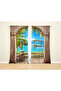 Landscape Patterned 3D Digital Printed 2 Wings Background Curtain Living Room Hall Background Curtain