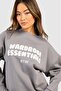 Women's Front Embossed Print Detail Inside Ribbon 3 Thread Loose Cut Jogger Tracksuit Set - 2