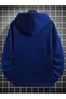 Geyik Logo Thick Winter Sweatshirt - Sax Blue Printed Oversized Hoodie with Raised Pockets - 2