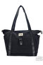 Smart bags linen canvas fabric black shoulder bag
