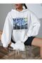 Starry Night Thick Winter Sweatshirt - White Printed Oversized Hooded Hoodie - 5