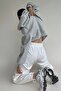 Minimalist Pattern Thick Winter Sweatshirt - Gray Printed Oversized Hoodie - 4