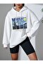Starry Night Thick Winter Sweatshirt - White Printed Oversized Hooded Hoodie - 4