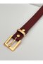 Burgundy Thin Square Gold Buckle Women's Belt,Shirt Belt,Dress Belt,Coat Belt - 4