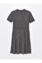 Nevavm Oval Neck Self-Patterned Short Sleeve Maternity Knitwear Dress with Difference - 7