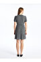 Nevavm Oval Neck Self-Patterned Short Sleeve Maternity Knitwear Dress with Difference - 5