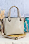 Silvery Three Compartment Shoulder and Arm Bag with Adjustable Shoulder Strap - 2
