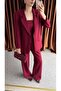 Women's Premium Asymmetrical Blouse Detailed Blazer Jacket Pants Triple Suit - 3