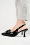 Women's Bow Evening Dress Black Patent Leather Heeled Shoes - 2