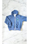 Baby Normal Fit Zippered Hooded Blue Jacket with Pockets