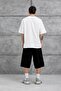 Men's T-Shirt International Written and Illustrated White Oversize Printed Crew Neck - 3