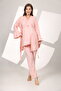 Pink Melange Soft Textured Double Breasted Maternity Sleepwear Set with Dressing Gown - 4