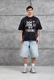 Men's T-Shirt Dont Look at My Black Oversize Printed Crew Neck Thick Cotton Fabric