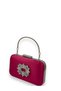 Fuchsia Color Satin Silver Case Silver Stone Handle Evening Dress Evening Bag Portfolio - 2