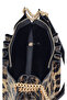 Black Patent Leather Printed Leopard Printed Chain Detailed Pleated Women's Shoulder Bag - 8