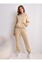 3 Thread Butterfly Sweatshirt Sweatpants Jogger - Beige Printed Top and Bottom Tracksuit Set with Hood - 3