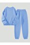 3 Thread California Summer Sweatshirt Sweatpants Jogger - Baby Blue Printed Sweatpants Set Crew Neck - 2