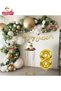 8 Years Old Happy Calligraphy Written Mildew Green Gold White Balloon Chain Set Birthday Party Set Ornament