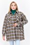 Women Plaid Long Sleeve Jacket Shirt, Brown