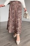 Leopard Pattern Beige Skirt with Elastic Waist - 3