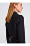 60760 Buckle Detailed Crop Blazer-Black - 4