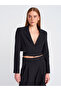 60760 Buckle Detailed Crop Blazer-Black