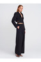 60760 Buckle Detailed Crop Blazer-Black - 3