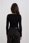 Viscose Boat Neck Body Long Sleeve Blouse Black - 5