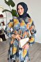 Placket Patterned Chiffon Anthracite Dress - 2