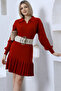 Red Collar Frilly Knitwear Dress