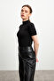 Women's Black Short Sleeve Blouse - 2