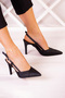 Sacha Black Satin Open Back Evening Dress Stiletto 9 Cm - 2