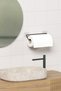 Black Paper Towel Holder - Holder with Adhesive Metal Hangers Minimal Design for Bathroom Kitchen - 4