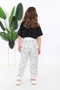 Female Child Black and White Short T-Shirt Sequins Sequins Dancer Costume - 5