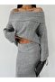 Madonna Collar Women's Knitting Long Skirt Suit