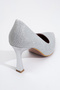 653 Lame Silvery Heeled Women's Shoes - 3