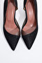 653 Black Glitter Heeled Women's Shoes - 2
