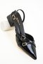 Black Patent Leather Women's Classic Heeled Shoes 19067 - 5