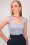 Women's Gray - Pink Square Collar Seasonal Mercerized 2-Piece Knitwear Blouse Alc-X13744 - 4
