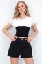 Women's White Black Crew Neck Color Block Blouse ALC-X11783 - 3