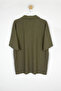 Haki Oversize/Geniş Kesim Bürümcük Dokulu Polo Yaka T-Shirt TMNSS25PO00018 - 6