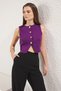 Purple Slim Crew Neck Crop Vest Twoss25Ye00070 - 2
