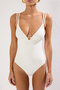 Ecru V-Neck Textured Swimsuit with Accessories Tbess25Ma00077 - 4