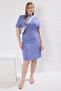 Lilac A-Line Short Sleeve Knitted Plus Size Dress Tbbss25Ah00114